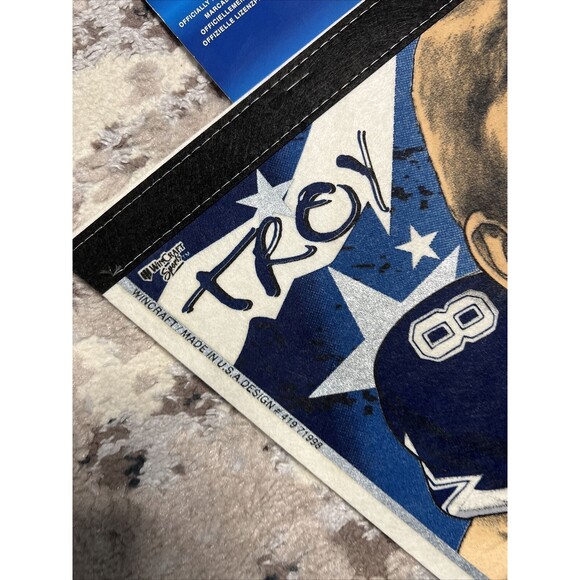 VTG Dallas Cowboys Troy Aikman 90s NFL Wincraft Pennant USA NEW - Picture 4 of 7